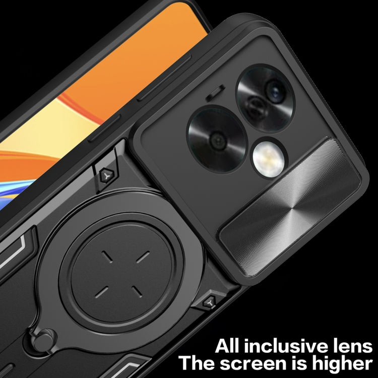 For OPPO A79 5G Global CD Texture Sliding Camshield Magnetic Holder Phone Case(Silver) - OPPO Cases by PMC TechLife | Online Shopping South Africa | PMC TechLife | Buy Now Pay Later Mobicred