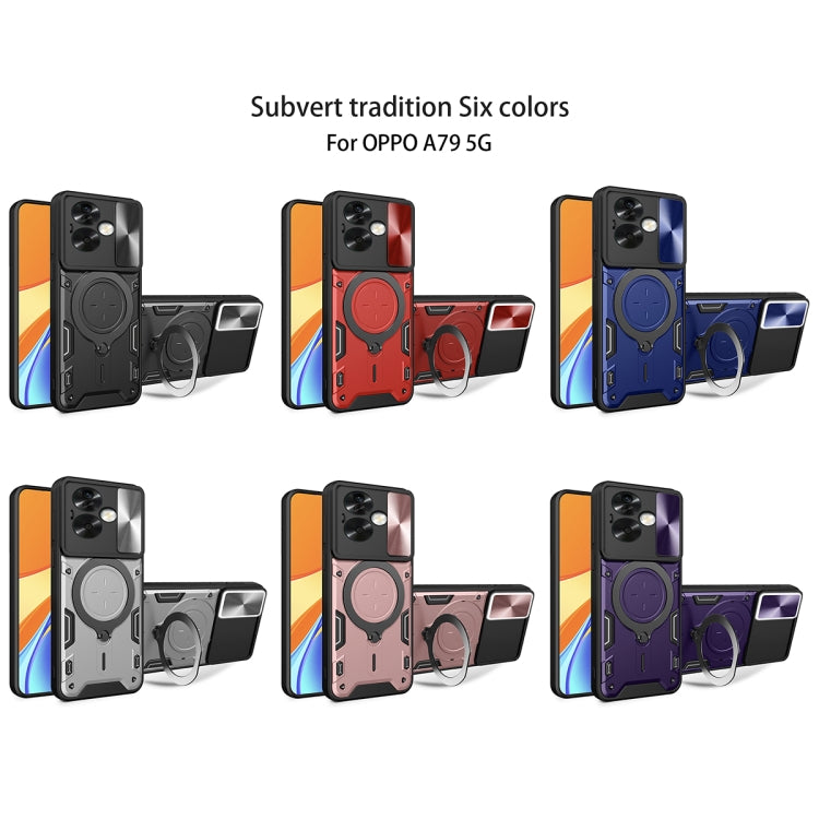 For OPPO A79 5G Global CD Texture Sliding Camshield Magnetic Holder Phone Case(Purple) - free shipping - PMC TechLife - Order now!