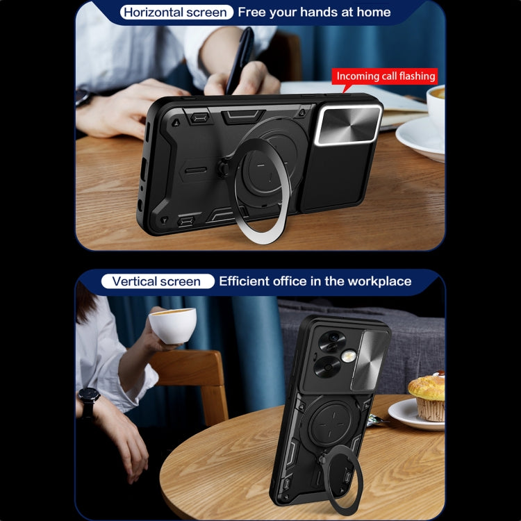 For OPPO A79 5G Global CD Texture Sliding Camshield Magnetic Holder Phone Case(Purple) - free shipping - PMC TechLife - Order now!