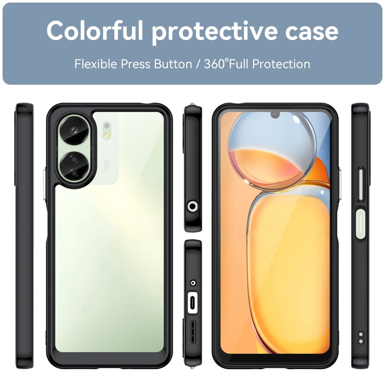 For Xiaomi Redmi 13C 4G Colorful Series Acrylic Hybrid TPU Phone Case(Black) - 13C Cases by PMC Jewellery | Online Shopping South Africa | PMC Jewellery | Buy Now Pay Later Mobicred