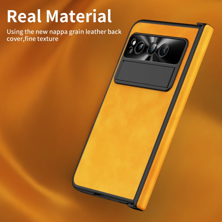 For Google Pixel Fold Napa Texture All-inclusive Phone Case(Yellow) - Google Cases by PMC TechLife | Online Shopping South Africa | PMC TechLife | Buy Now Pay Later Mobicred
