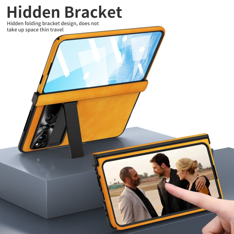 For Google Pixel Fold Napa Texture All-inclusive Phone Case(Yellow) - Google Cases by PMC TechLife | Online Shopping South Africa | PMC TechLife | Buy Now Pay Later Mobicred