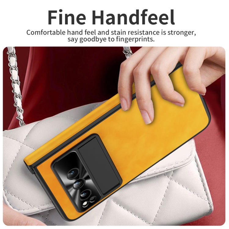 For Google Pixel Fold Napa Texture All-inclusive Phone Case(Yellow) - Google Cases by PMC TechLife | Online Shopping South Africa | PMC TechLife | Buy Now Pay Later Mobicred