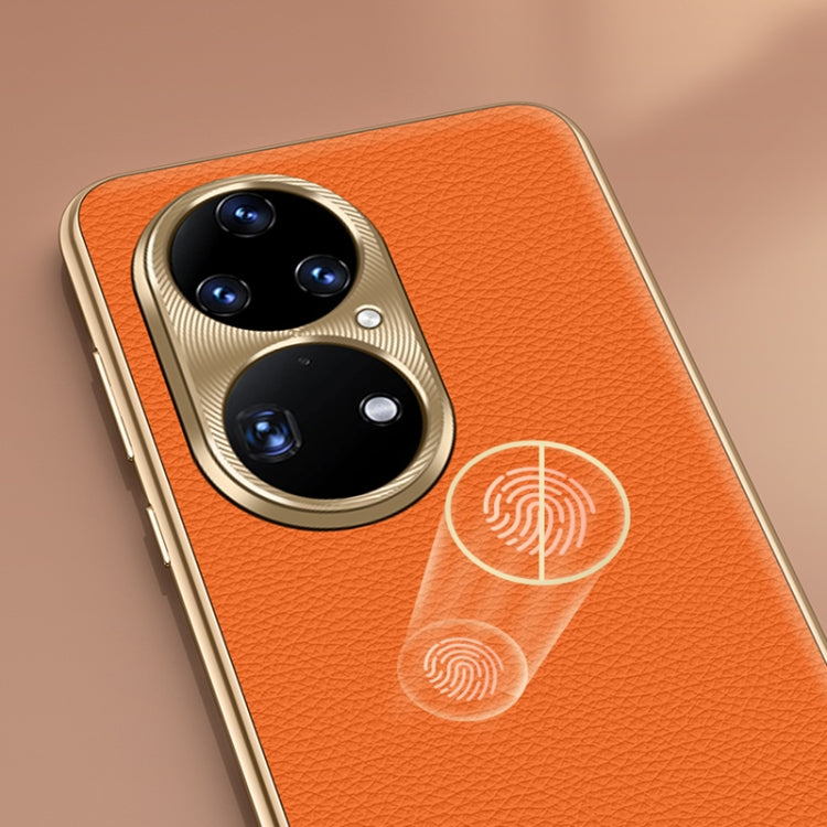For Huawei Mate 60 Pro Litchi Texture Genuine Leather Phone Case(Purple) - Huawei Cases by PMC TechLife | Online Shopping South Africa | PMC TechLife | Buy Now Pay Later Mobicred