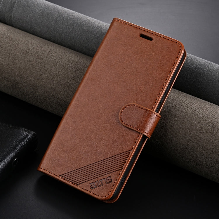For Honor Magic6 AZNS Sheepskin Texture Flip Leather Phone Case(Brown) - free shipping - PMC Jewellery - Order now!