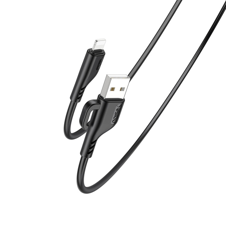 YESIDO CA105 1.2m 2.4A USB to 8 Pin Charging Data Cable with Hook(Black) - Normal Style Cable by Yesido | Online Shopping South Africa | PMC Jewellery | Buy Now Pay Later Mobicred