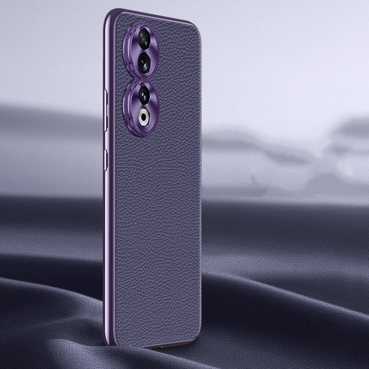 For Honor 90 Litchi Texture Genuine Leather Phone Case(Purple) - Honor Cases by PMC TechLife | Online Shopping South Africa | PMC TechLife | Buy Now Pay Later Mobicred