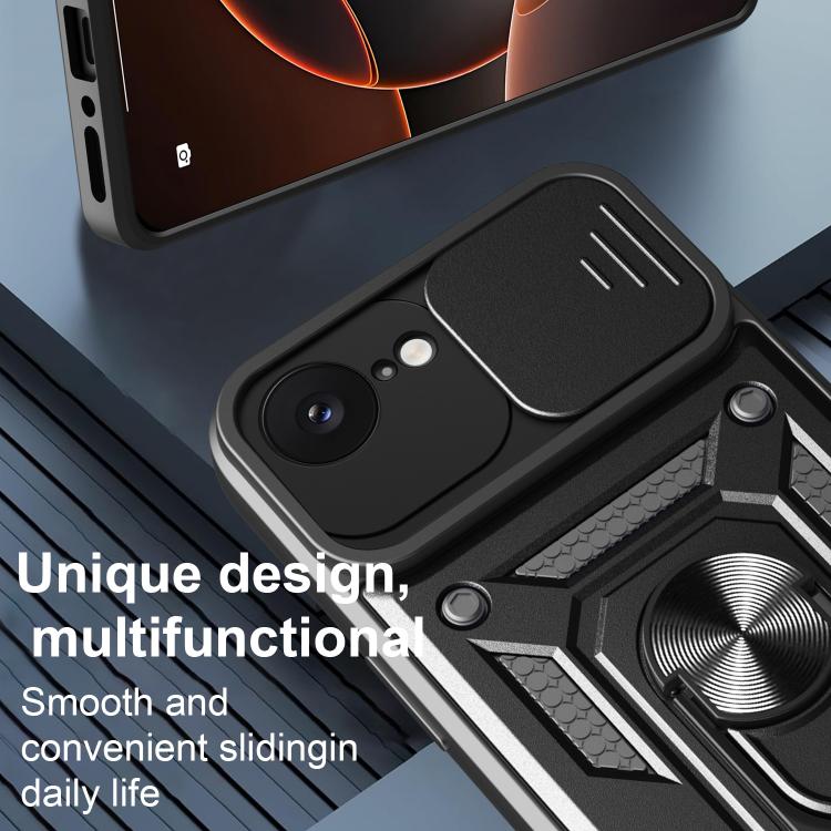 For iPhone 16e Sliding Camera Cover Design TPU+PC Phone Case(Silver) - iPhone 16e Cases by PMC TechLife | Online Shopping South Africa | PMC TechLife | Buy Now Pay Later Mobicred