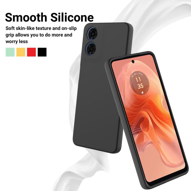 For Motorola Moto G04S 4G / E14 4G Solid Color Liquid Silicone Dropproof Full Coverage Phone Case(Black) - free shipping - PMC TechLife - Order now!