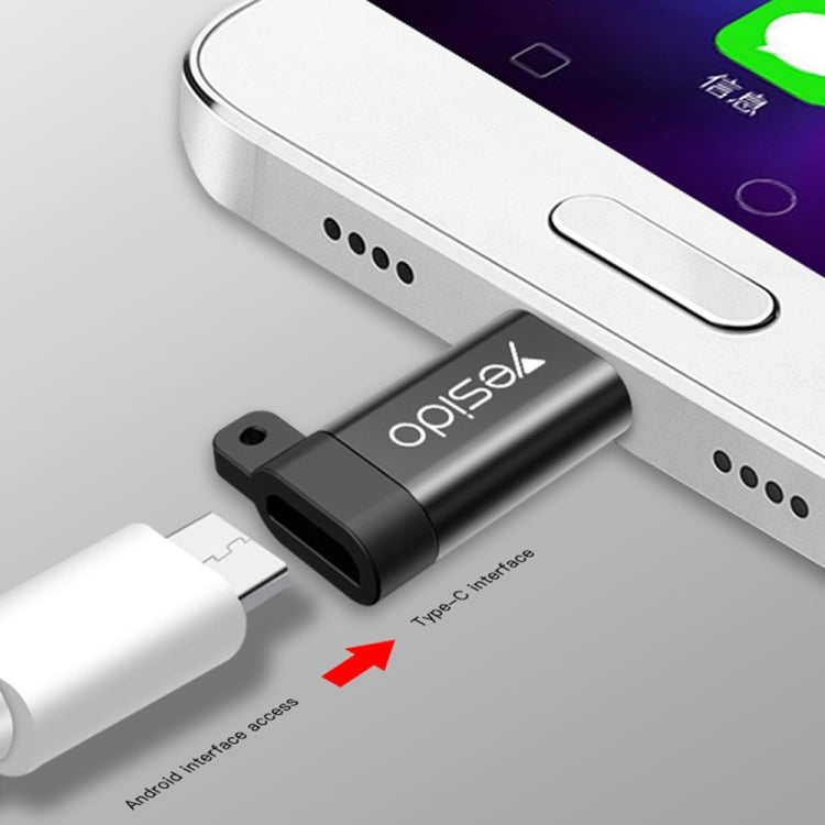 Yesido GS04 Type-C to Micro USB Mini Connector Adapter with Keychain(Black) - free shipping - PMC Jewellery - Order now!