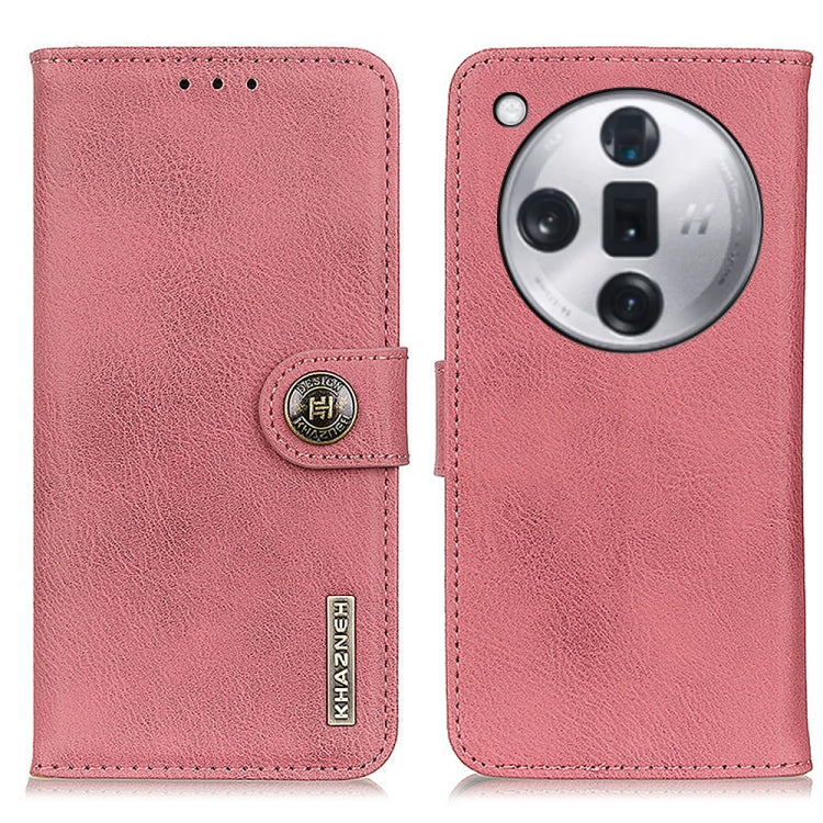 For OPPO Find X7 Pro / Find X7 Ultra KHAZNEH Cowhide Texture Flip Leather Phone Case(Pink) - Find X7 Ultra Cases by PMC Jewellery | Online Shopping South Africa | PMC Jewellery | Buy Now Pay Later Mobicred