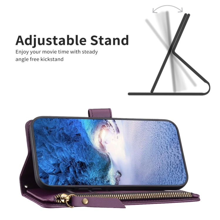 For Google Pixel 7a 9 Card Slots Zipper Wallet Leather Flip Phone Case(Dark Purple) - Google Cases by PMC TechLife | Online Shopping South Africa | PMC TechLife | Buy Now Pay Later Mobicred