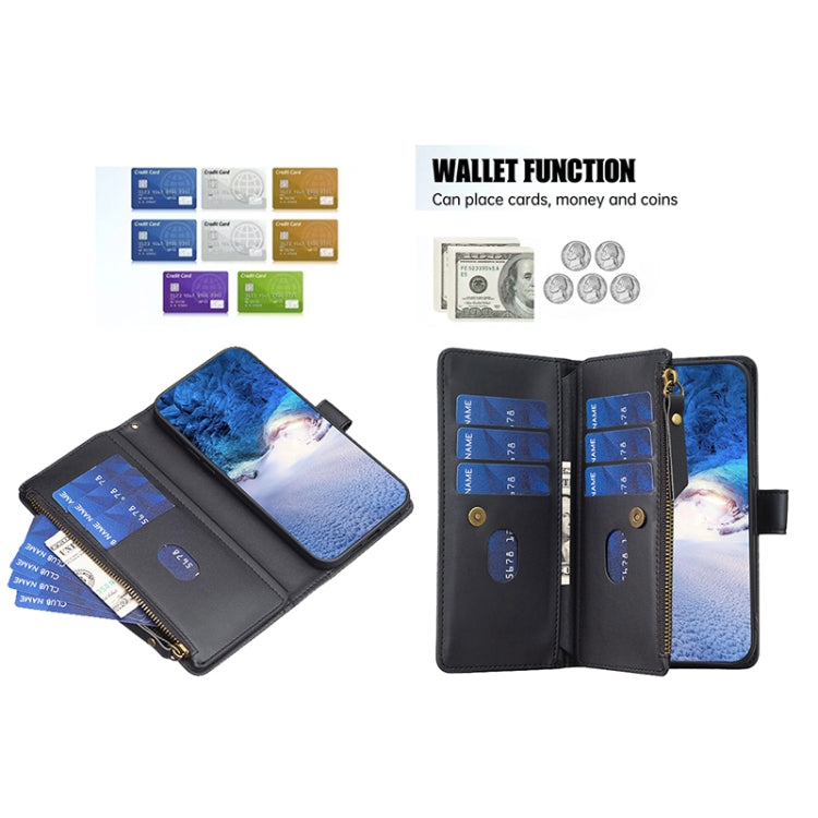 For Google Pixel 7 Pro 9 Card Slots Zipper Wallet Leather Flip Phone Case(Black) - Google Cases by PMC TechLife | Online Shopping South Africa | PMC TechLife | Buy Now Pay Later Mobicred