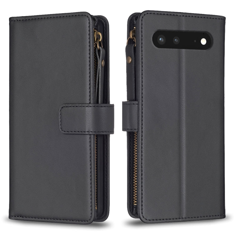 For Google Pixel 7 9 Card Slots Zipper Wallet Leather Flip Phone Case(Black) - Google Cases by PMC Jewellery | Online Shopping South Africa | PMC Jewellery | Buy Now Pay Later Mobicred