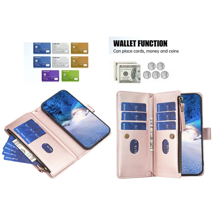 For Google Pixel 7 9 Card Slots Zipper Wallet Leather Flip Phone Case(Rose Gold) - Google Cases by PMC TechLife | Online Shopping South Africa | PMC TechLife | Buy Now Pay Later Mobicred