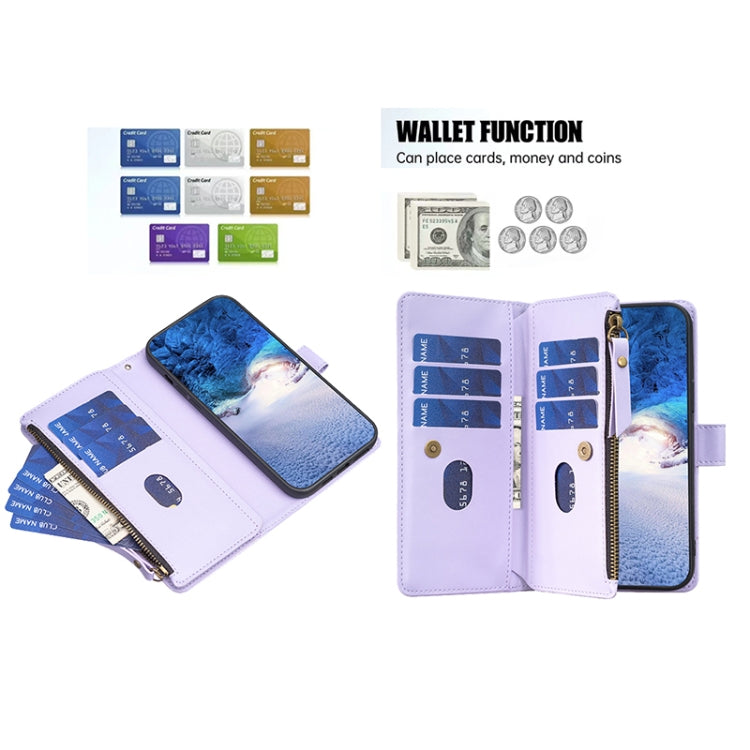 For Google Pixel 7 9 Card Slots Zipper Wallet Leather Flip Phone Case(Light Purple) - Google Cases by PMC TechLife | Online Shopping South Africa | PMC TechLife | Buy Now Pay Later Mobicred
