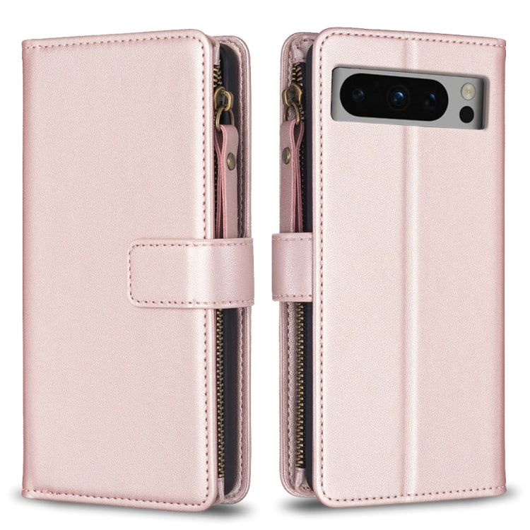 For Google Pixel 8 Pro 9 Card Slots Zipper Wallet Leather Flip Phone Case(Rose Gold) - Google Cases by PMC TechLife | Online Shopping South Africa | PMC TechLife | Buy Now Pay Later Mobicred