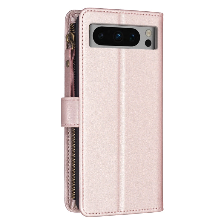 For Google Pixel 8 Pro 9 Card Slots Zipper Wallet Leather Flip Phone Case(Rose Gold) - Google Cases by PMC TechLife | Online Shopping South Africa | PMC TechLife | Buy Now Pay Later Mobicred