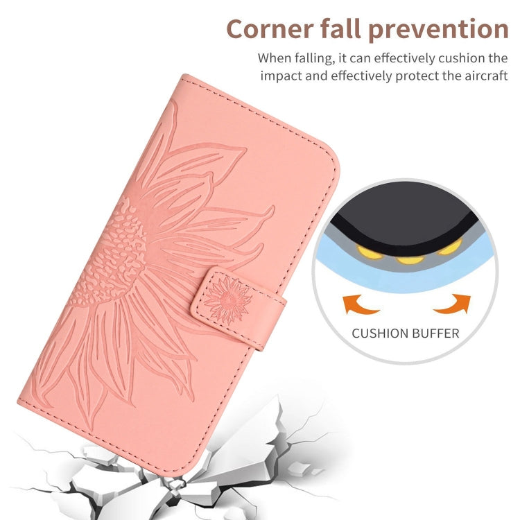 For iPhone SE 2024 Skin Feel Sun Flower Embossed Flip Leather Phone Case with Lanyard(Pink) - More iPhone Cases by PMC Jewellery | Online Shopping South Africa | PMC Jewellery | Buy Now Pay Later Mobicred