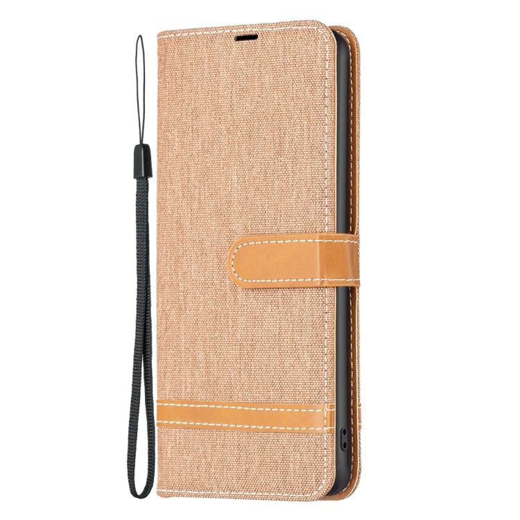 For Xiaomi Redmi Note 13 Pro 4G Global Color Block Denim Texture Leather Phone Case(Brown) - Note 13 Pro Cases by PMC TechLife | Online Shopping South Africa | PMC TechLife | Buy Now Pay Later Mobicred