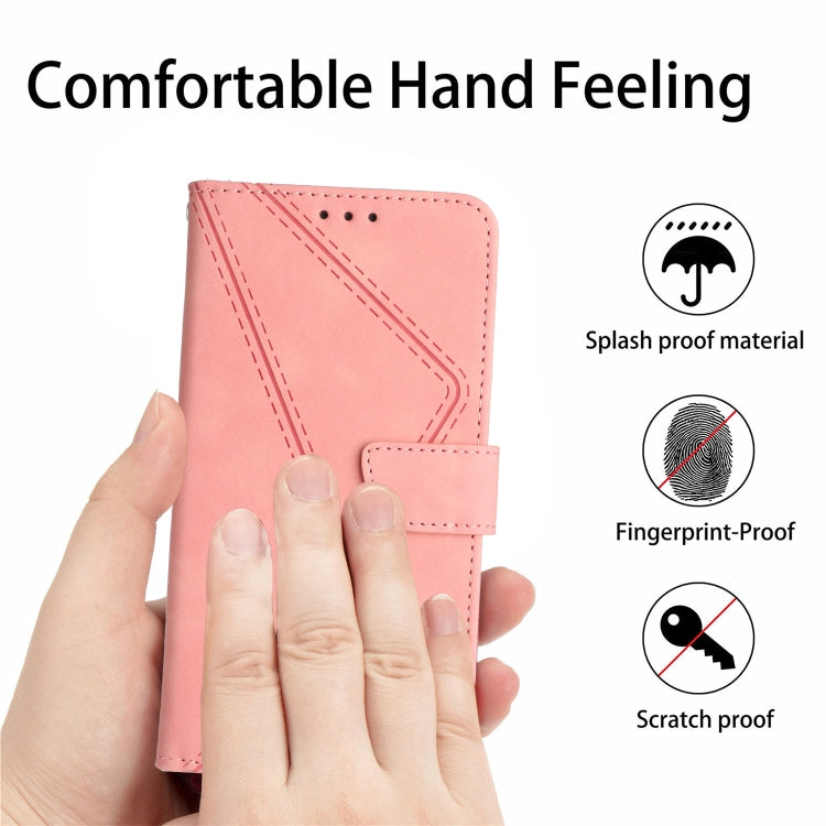 For iPhone 16 Plus Stitching Embossed Leather Phone Case(Pink) - iPhone 16 Plus Cases by PMC TechLife | Online Shopping South Africa | PMC TechLife | Buy Now Pay Later Mobicred
