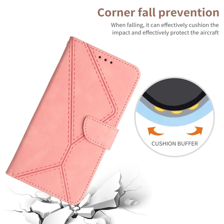 For iPhone 16 Stitching Embossed Leather Phone Case(Pink) - iPhone 16 Cases by PMC TechLife | Online Shopping South Africa | PMC TechLife | Buy Now Pay Later Mobicred