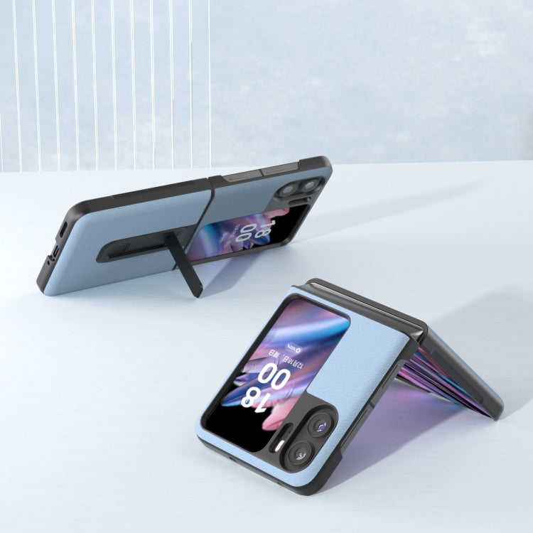For OPPO Find N2 Flip ABEEL Genuine Leather Wave Phone Case with Holder(Blue) - Find N2 Flip Cases by PMC TechLife | Online Shopping South Africa | PMC TechLife | Buy Now Pay Later Mobicred