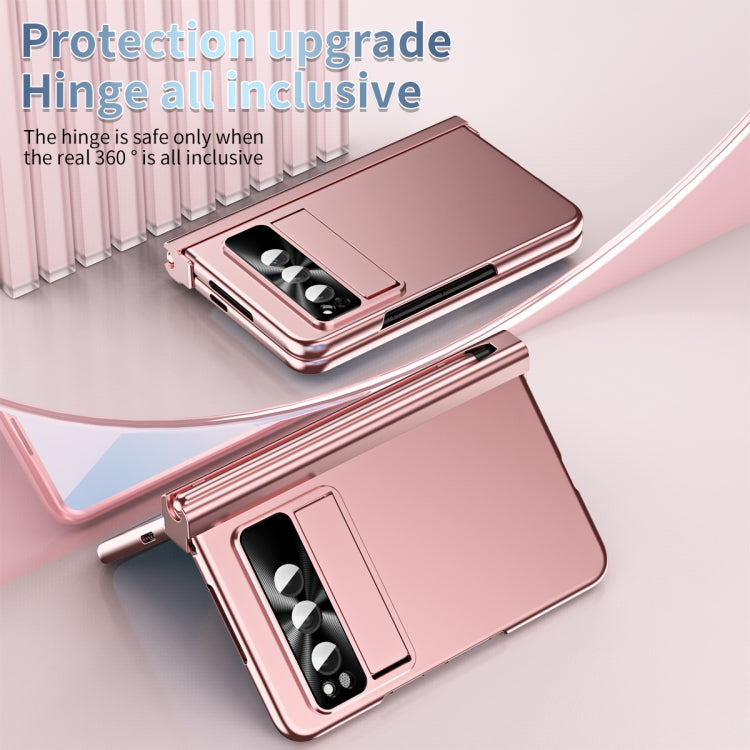 For Google Pixel Fold Integrated Electroplating Pen Slot Folding Phone Case with Stylus(Pink) - Google Cases by PMC TechLife | Online Shopping South Africa | PMC TechLife | Buy Now Pay Later Mobicred