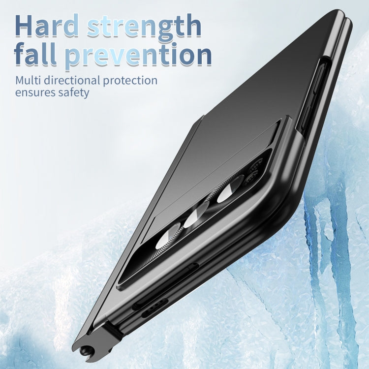 For Google Pixel Fold Integrated Electroplating Pen Slot Folding Phone Case with Stylus(Black) - Google Cases by PMC TechLife | Online Shopping South Africa | PMC TechLife | Buy Now Pay Later Mobicred