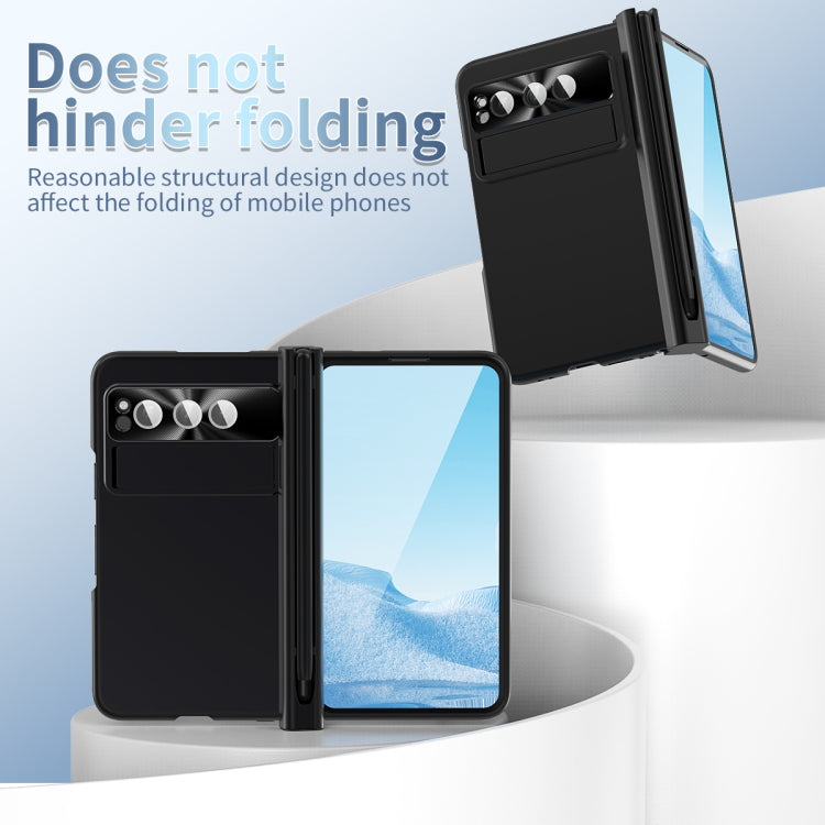 For Google Pixel Fold Integrated Electroplating Pen Slot Folding Phone Case with Stylus(Black) - Google Cases by PMC TechLife | Online Shopping South Africa | PMC TechLife | Buy Now Pay Later Mobicred