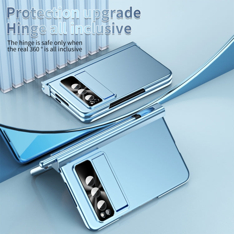 For Google Pixel Fold Integrated Electroplating PC All-inclusive Phone Case with Hinge(Blue) - Google Cases by PMC TechLife | Online Shopping South Africa | PMC TechLife | Buy Now Pay Later Mobicred