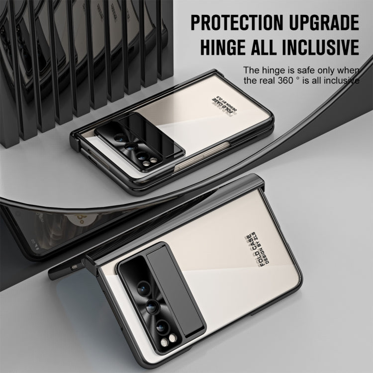For Google Pixel Fold Integrated Electroplating Folding Phone Case with Pen Slot(Black) - Google Cases by PMC TechLife | Online Shopping South Africa | PMC TechLife | Buy Now Pay Later Mobicred