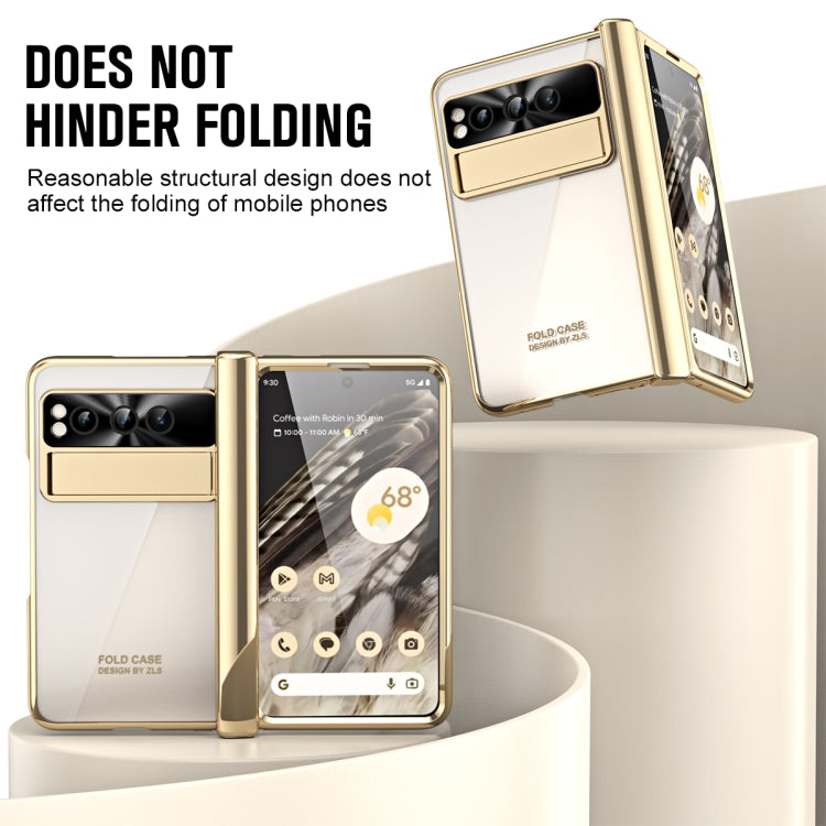 For Google Pixel Fold Integrated Electroplating Folding Phone Case with Pen Slot(Tyrant Gold) - Google Cases by PMC TechLife | Online Shopping South Africa | PMC TechLife | Buy Now Pay Later Mobicred