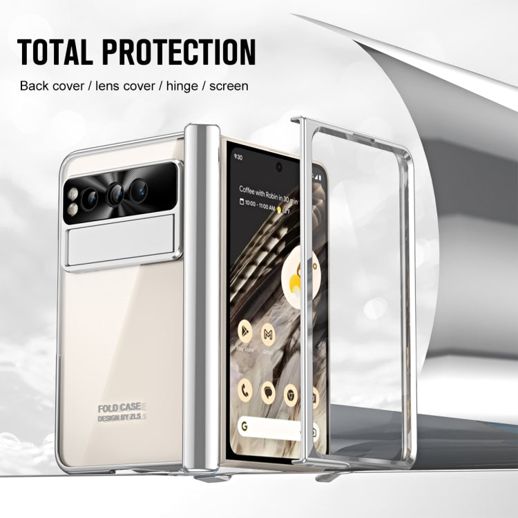 For Google Pixel Fold Integrated Electroplating Folding Phone Case with Pen Slot(Silver) - Google Cases by PMC TechLife | Online Shopping South Africa | PMC TechLife | Buy Now Pay Later Mobicred