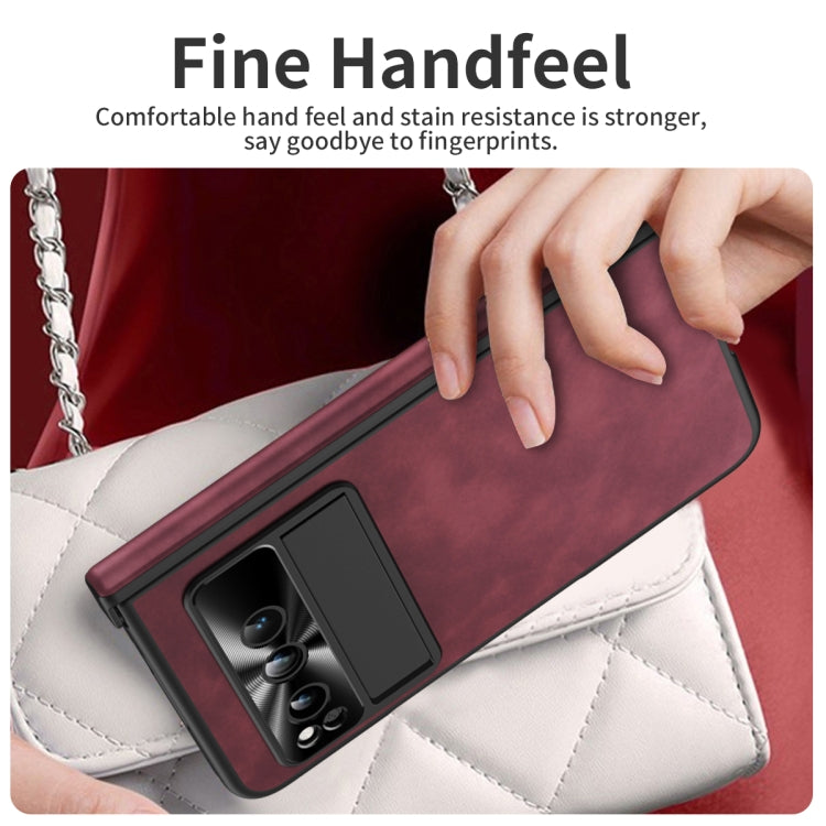 For Google Pixel Fold Integrated Napa Texture All-inclusive Phone Case with Hinge(Red) - Google Cases by PMC TechLife | Online Shopping South Africa | PMC TechLife | Buy Now Pay Later Mobicred