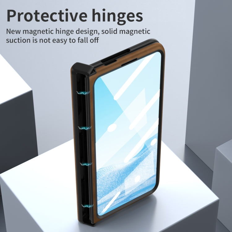 For Google Pixel Fold Integrated Napa Texture All-inclusive Phone Case with Hinge(Brown) - Google Cases by PMC TechLife | Online Shopping South Africa | PMC TechLife | Buy Now Pay Later Mobicred
