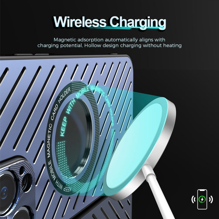 For iPhone 14 R-JUST RJ57 CD Pattern MagSafe Cooling Phone Case(Blue) - iPhone 14 Cases by R-JUST | Online Shopping South Africa | PMC TechLife | Buy Now Pay Later Mobicred