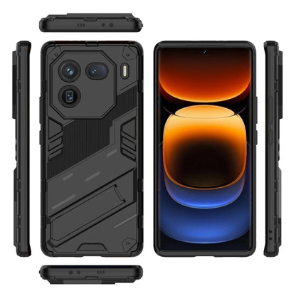 For vivo iQOO 12 Pro 5G Punk Armor 2 in 1 PC + TPU Phone Case with Holder(Black) - iQOO 12 Pro Cases by PMC Jewellery | Online Shopping South Africa | PMC Jewellery