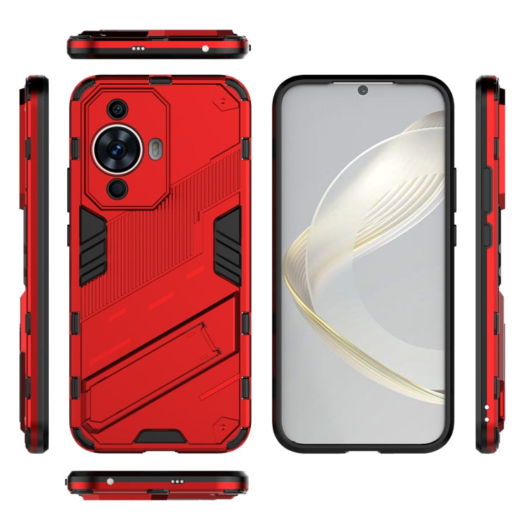 For Huawei nova 11 4G Punk Armor 2 in 1 PC + TPU Phone Case with Holder(Red) - Huawei Cases by PMC TechLife | Online Shopping South Africa | PMC TechLife | Buy Now Pay Later Mobicred