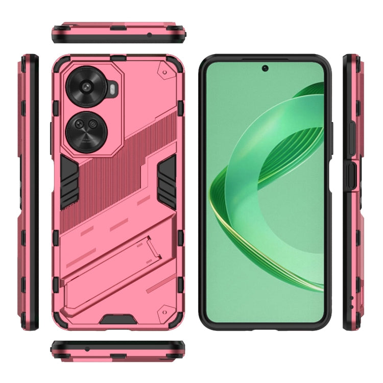 For Huawei nova 11 SE Punk Armor 2 in 1 PC + TPU Phone Case with Holder(Light Red) - Huawei Cases by PMC TechLife | Online Shopping South Africa | PMC TechLife | Buy Now Pay Later Mobicred