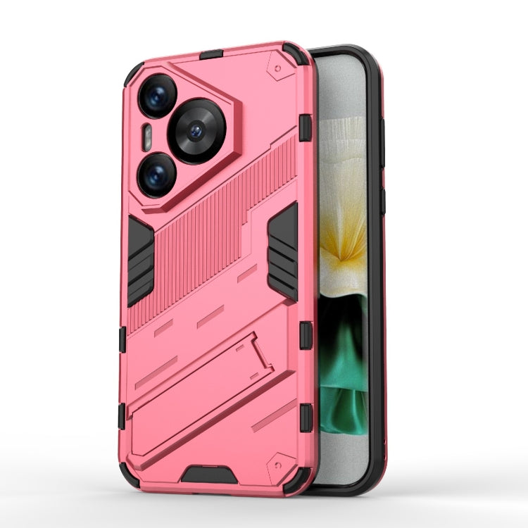 For Huawei Pura 70 Punk Armor 2 in 1 PC + TPU Phone Case with Holder(Light Red) - Huawei Cases by PMC TechLife | Online Shopping South Africa | PMC TechLife | Buy Now Pay Later Mobicred