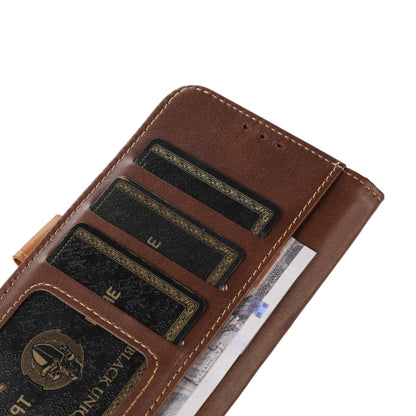 For iPhone 16 Pro Stitching Thread Calf Texture Leather Phone Case(Coffee) - iPhone 16 Pro Cases by PMC Jewellery | Online Shopping South Africa | PMC Jewellery | Buy Now Pay Later Mobicred