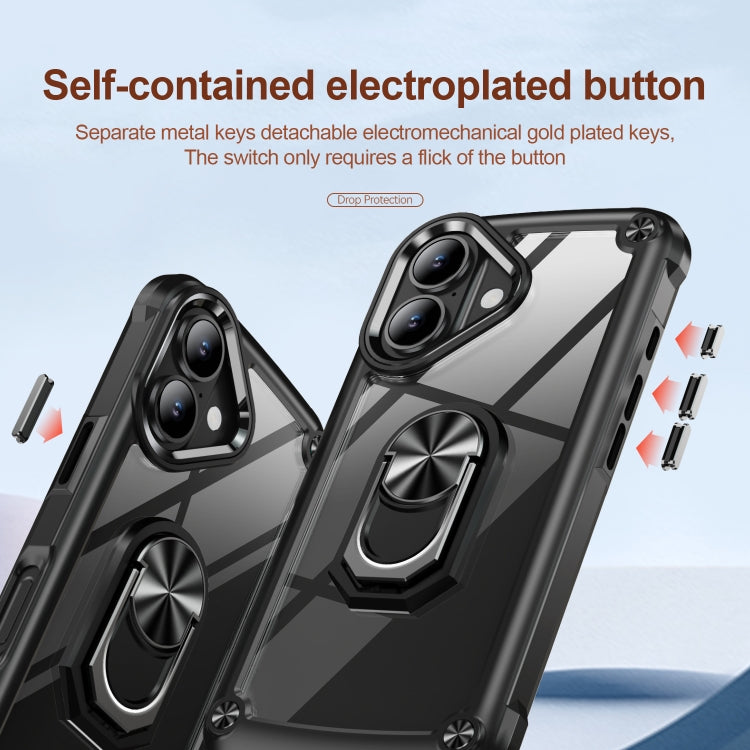 For iPhone 16 TPU + PC Lens Protection Phone Case with Ring Holder(Black) - iPhone 16 Cases by PMC TechLife | Online Shopping South Africa | PMC TechLife | Buy Now Pay Later Mobicred