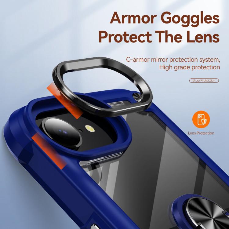 For iPhone 16e TPU + PC Lens Protection Phone Case with Ring Holder(Blue) - iPhone 16e Cases by PMC TechLife | Online Shopping South Africa | PMC TechLife | Buy Now Pay Later Mobicred