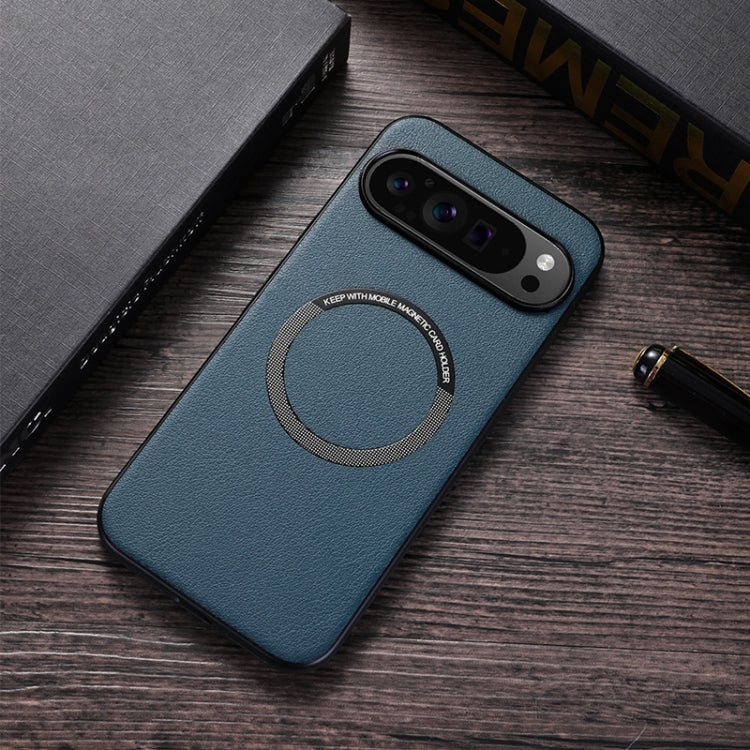For Google Pixel 9 Magsafe Magnetic Ring Leather Texture Phone Case(Green) - Google Cases by PMC TechLife | Online Shopping South Africa | PMC TechLife | Buy Now Pay Later Mobicred