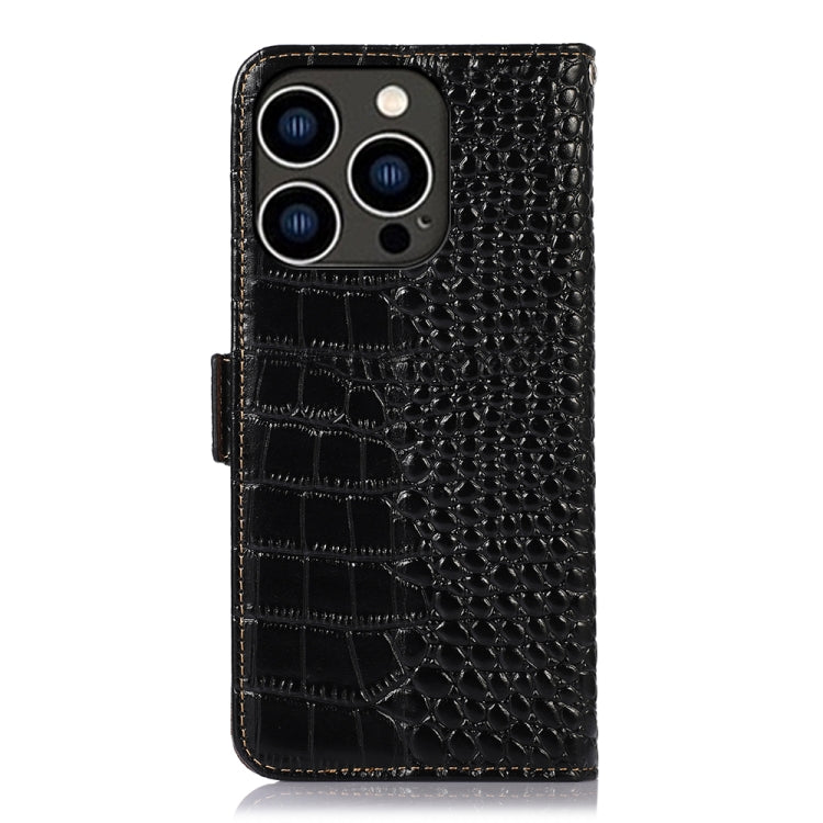 For iPhone 16 Pro Max Crocodile Top Layer Cowhide Leather Phone Case(Black) - iPhone 16 Pro Max Cases by PMC Jewellery | Online Shopping South Africa | PMC Jewellery | Buy Now Pay Later Mobicred