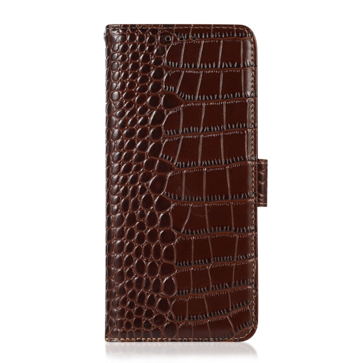 For iPhone 16 Pro Max Crocodile Top Layer Cowhide Leather Phone Case(Brown) - iPhone 16 Pro Max Cases by PMC TechLife | Online Shopping South Africa | PMC TechLife | Buy Now Pay Later Mobicred