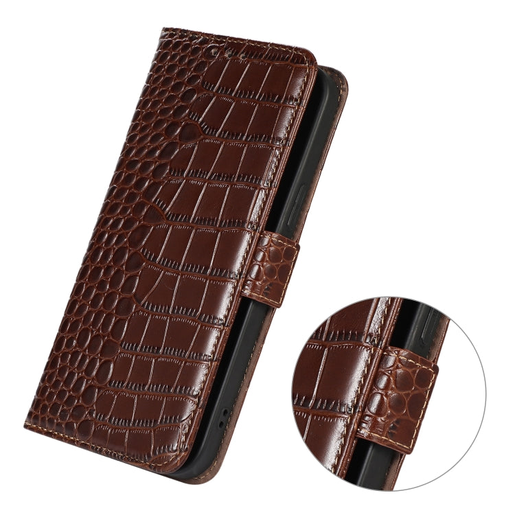 For iPhone 16 Pro Max Crocodile Top Layer Cowhide Leather Phone Case(Brown) - iPhone 16 Pro Max Cases by PMC TechLife | Online Shopping South Africa | PMC TechLife | Buy Now Pay Later Mobicred
