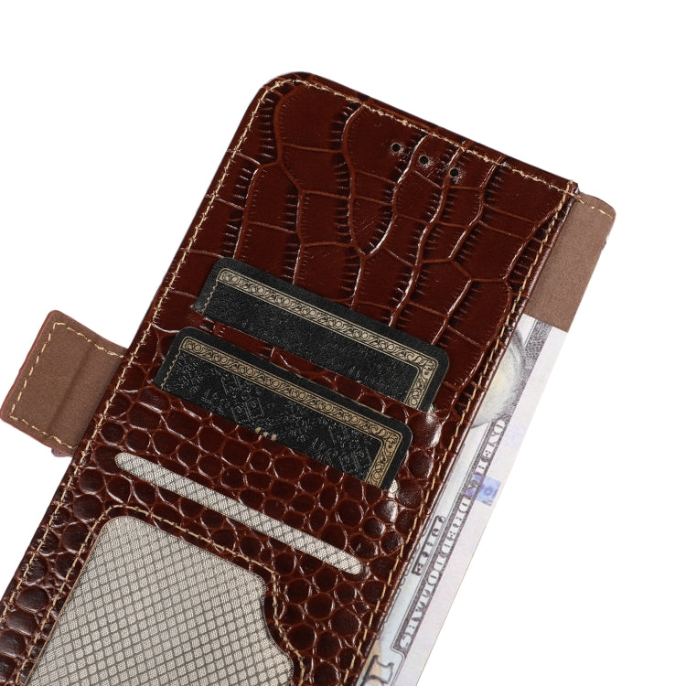 For iPhone 16 Pro Max Crocodile Top Layer Cowhide Leather Phone Case(Brown) - iPhone 16 Pro Max Cases by PMC TechLife | Online Shopping South Africa | PMC TechLife | Buy Now Pay Later Mobicred