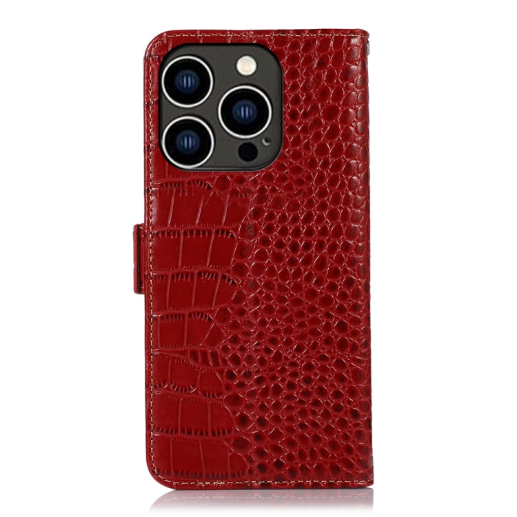 For iPhone 16 Pro Crocodile Top Layer Cowhide Leather Phone Case(Red) - iPhone 16 Pro Cases by PMC TechLife | Online Shopping South Africa | PMC TechLife | Buy Now Pay Later Mobicred